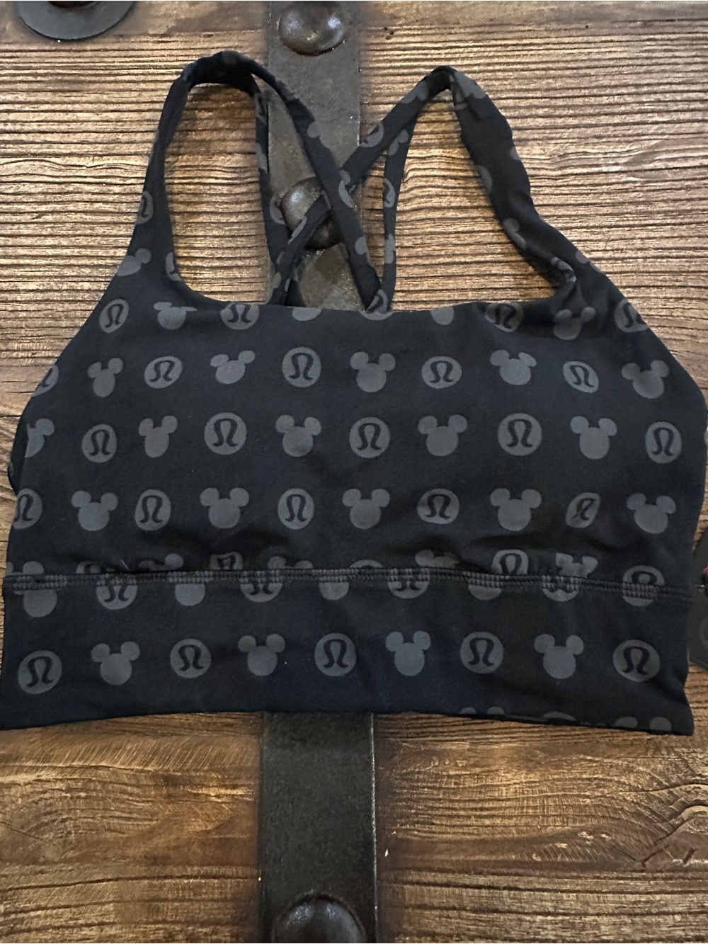 lululemon athletica Disney Black Mickey Print Sports Bra